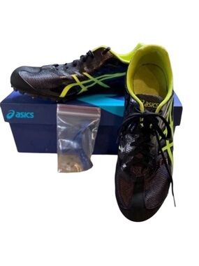 ASICS Men's Hyper LD 5 Track Shoe Spikes in Black Safety Yellow Like New Size 9